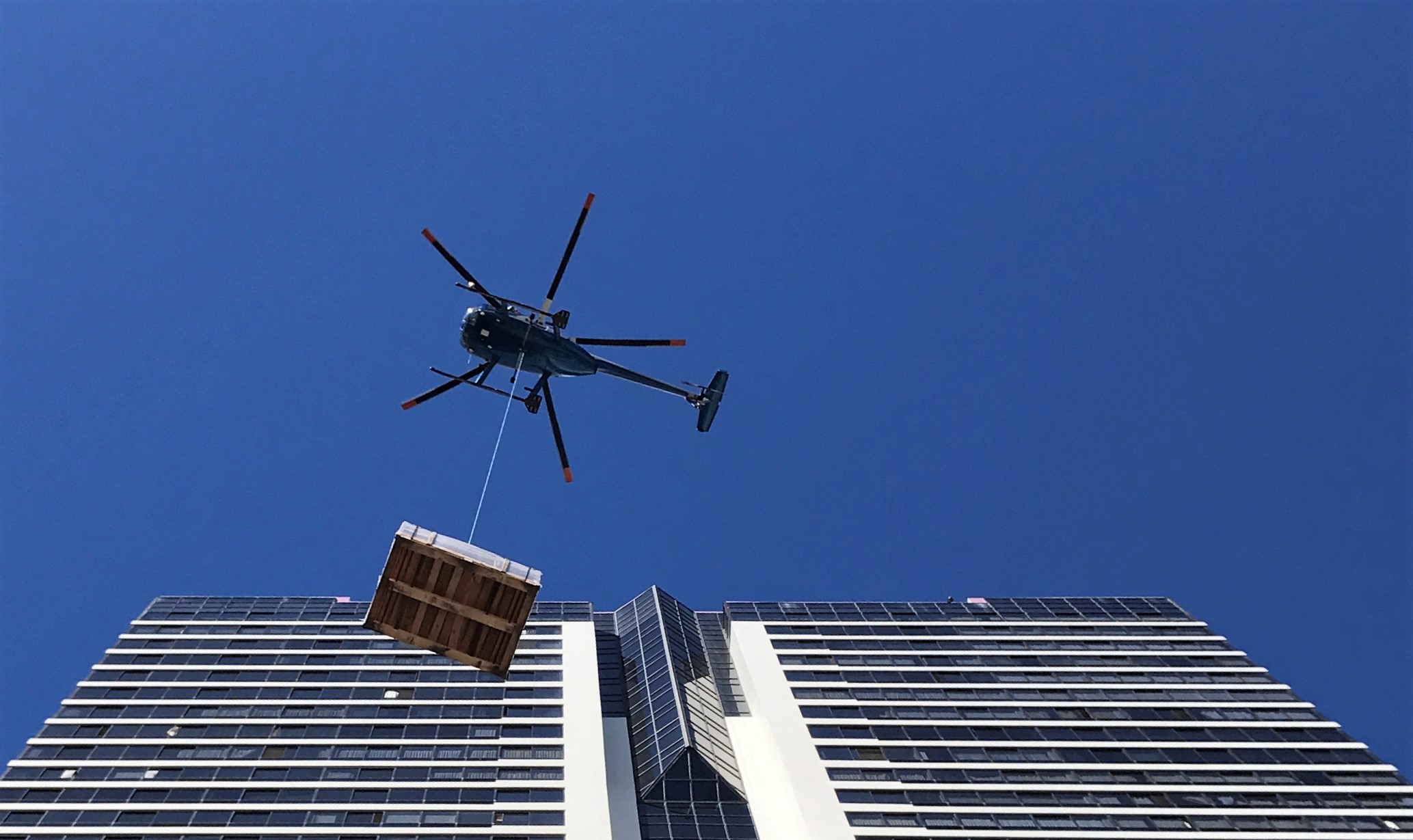Royal Capitol Helicopter Lift Starts Off PV Installation